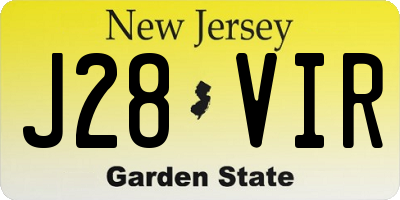 NJ license plate J28VIR