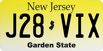 NJ license plate J28VIX