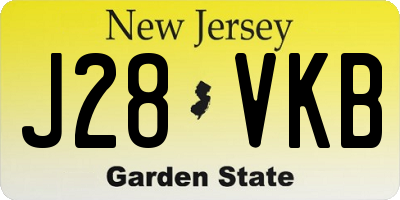 NJ license plate J28VKB