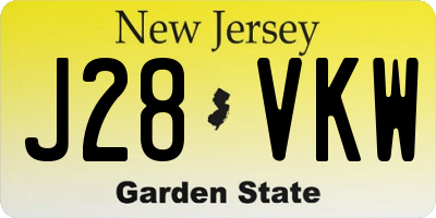 NJ license plate J28VKW