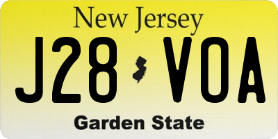 NJ license plate J28VOA
