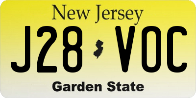 NJ license plate J28VOC