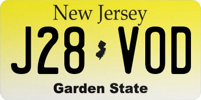 NJ license plate J28VOD