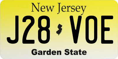 NJ license plate J28VOE