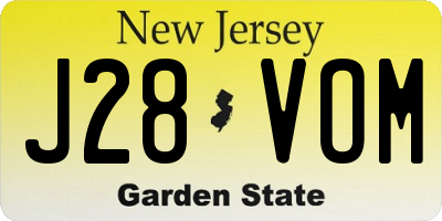 NJ license plate J28VOM