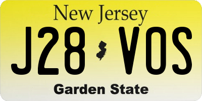 NJ license plate J28VOS