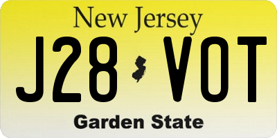 NJ license plate J28VOT