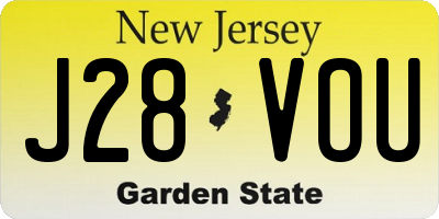 NJ license plate J28VOU