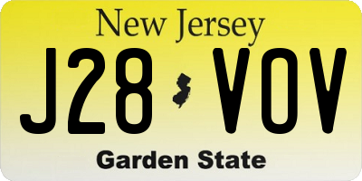 NJ license plate J28VOV