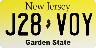NJ license plate J28VOY