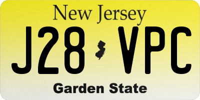 NJ license plate J28VPC