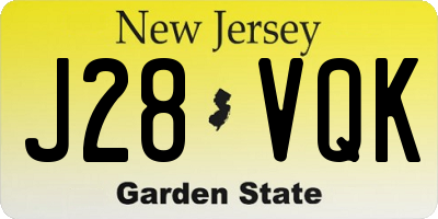 NJ license plate J28VQK