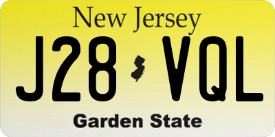 NJ license plate J28VQL