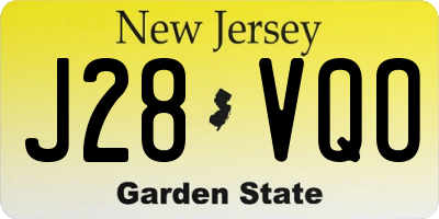 NJ license plate J28VQO