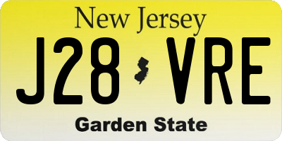 NJ license plate J28VRE