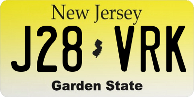 NJ license plate J28VRK