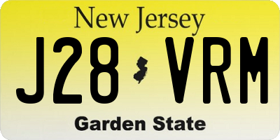 NJ license plate J28VRM