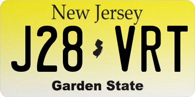 NJ license plate J28VRT