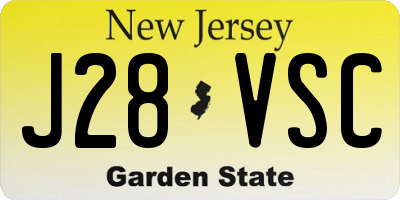 NJ license plate J28VSC