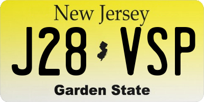 NJ license plate J28VSP