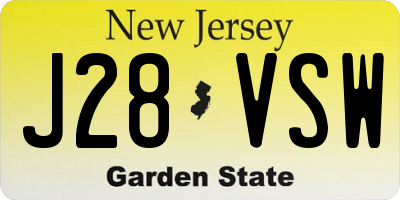 NJ license plate J28VSW
