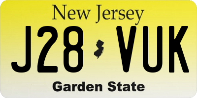 NJ license plate J28VUK
