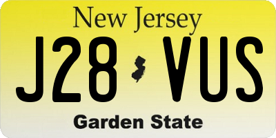 NJ license plate J28VUS