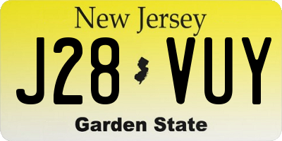 NJ license plate J28VUY