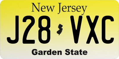 NJ license plate J28VXC