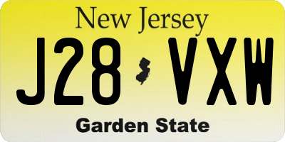NJ license plate J28VXW