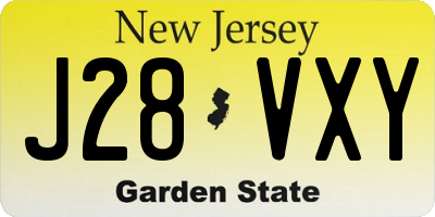NJ license plate J28VXY