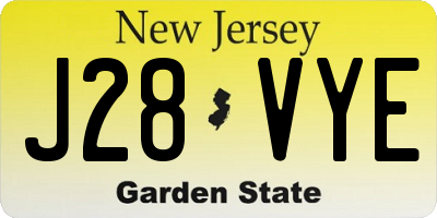 NJ license plate J28VYE