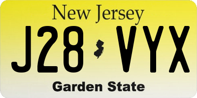 NJ license plate J28VYX