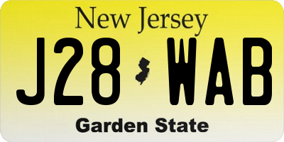 NJ license plate J28WAB