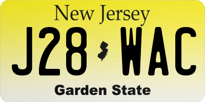 NJ license plate J28WAC