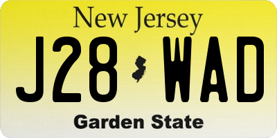 NJ license plate J28WAD