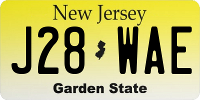 NJ license plate J28WAE