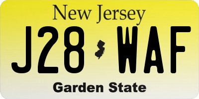 NJ license plate J28WAF