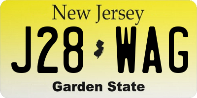 NJ license plate J28WAG