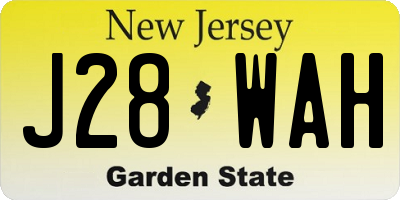 NJ license plate J28WAH