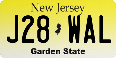 NJ license plate J28WAL