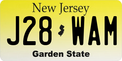 NJ license plate J28WAM