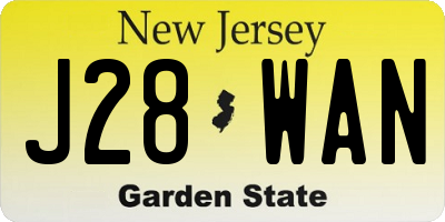 NJ license plate J28WAN