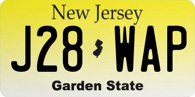 NJ license plate J28WAP