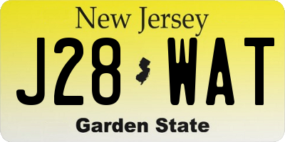 NJ license plate J28WAT