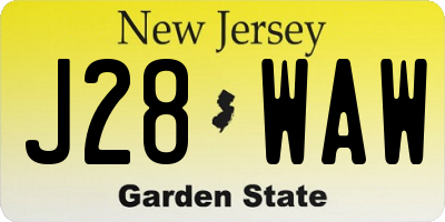 NJ license plate J28WAW