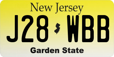 NJ license plate J28WBB