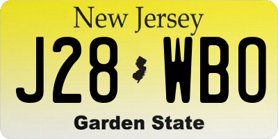NJ license plate J28WBO