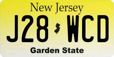 NJ license plate J28WCD