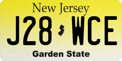 NJ license plate J28WCE